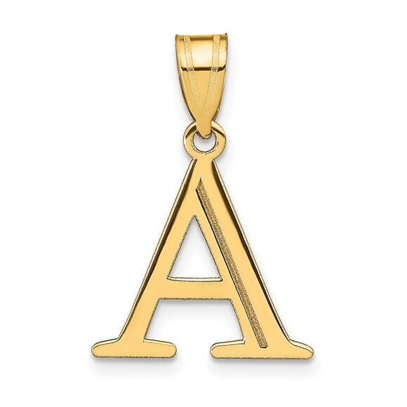 Kazi Luxury 14k Yellow Gold Polished Etched Letter A Initial Pendant